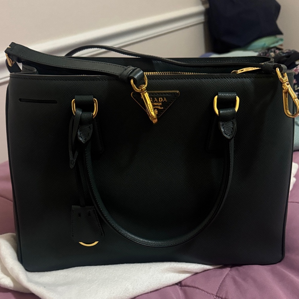 Prada Black Satchel with Gold Accents